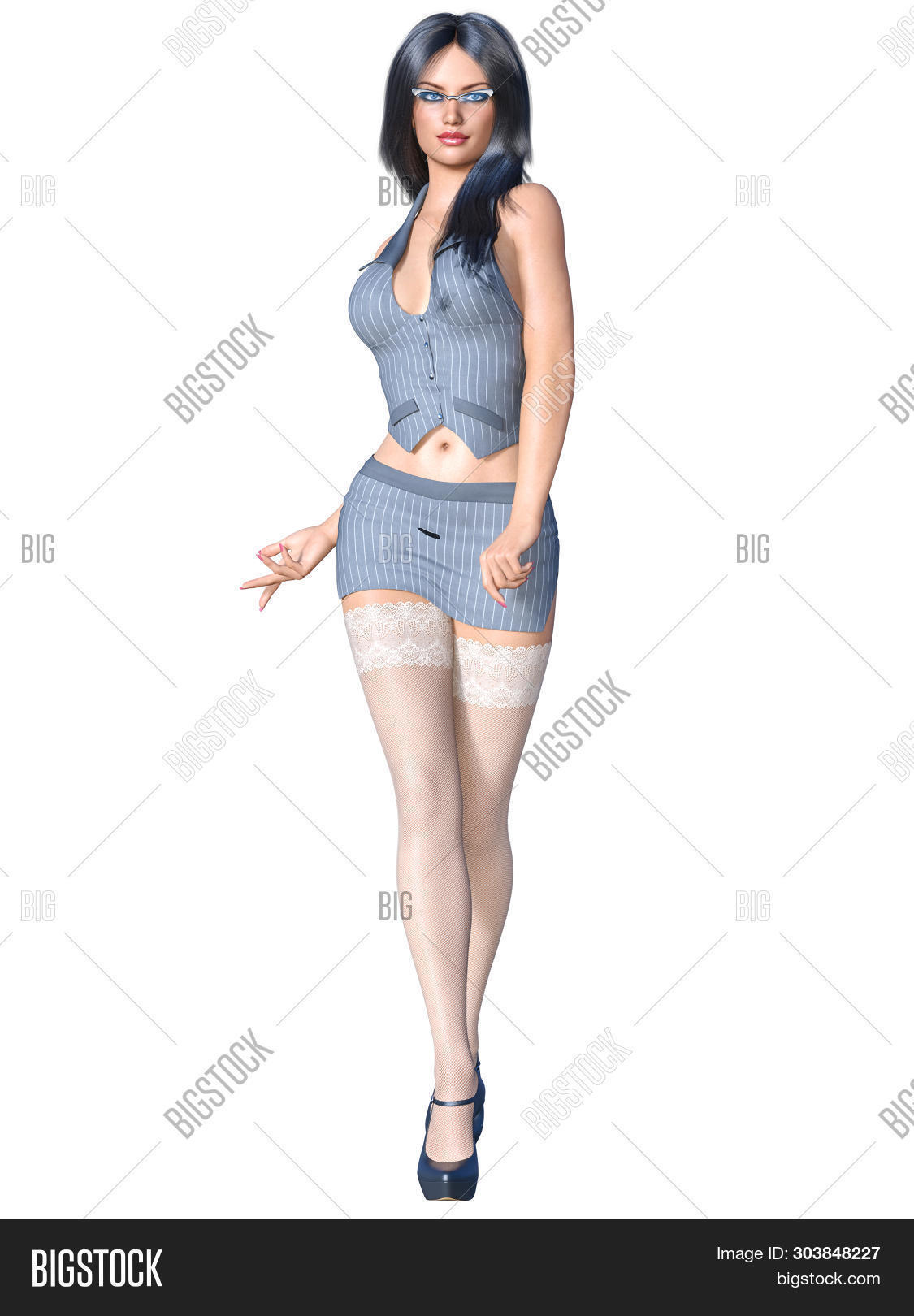 Brunette Short Skirt