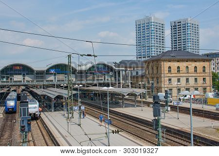 Mainz, Germany On May 24, 2019: Mainz Main Railway Station - Mainz Hauptbahnhof - Railway Station Fo