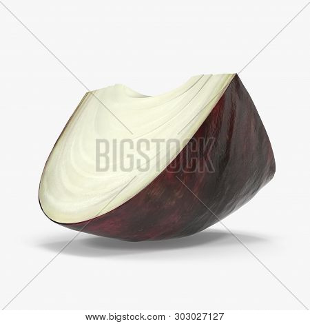 Red Onion Cross Section Isolated On White Background 3d Illustration