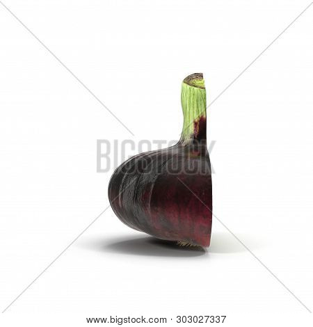 Red Onion Half Isolated On White Background 3d Illustration