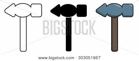 Hammer Icon Set. Isolated Stock Vector Illustration