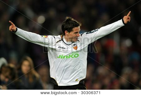 Barcelona feb, 19: Pablo Piatti von Valencia Cf in Aktion während der spanischen Ligaspiel gegen f