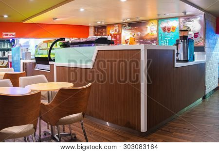 Central Jakarta, 22 May 2019 : Interior Of Kentucky Fried Chicken Krushers Or Known As Kfc Coffee On
