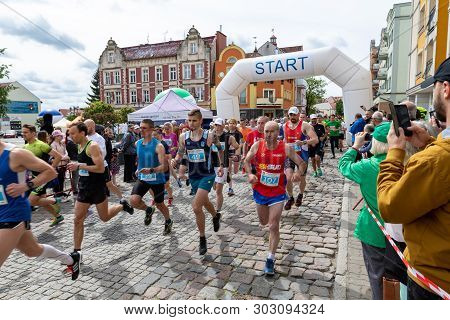 Czluchow, Pomorskie / Poland - May, 25, 2019: Tura Run - Street Competition In A Small Town. Athleti