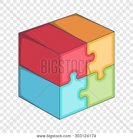 Puzzle Cube Icon. Cartoon Illustration Of Puzzle Cube Vector Icon For Web