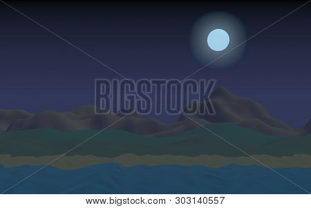 Starry Moonless Sky. Ocean Shore Line With Waves On A Beach. Island Beach Paradise With Waves. Vacat