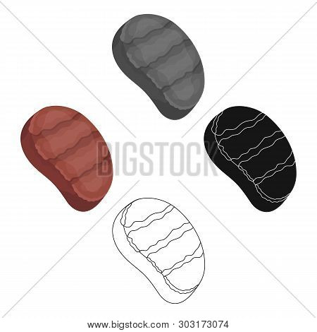 Fried Steak.bbq Single Icon In Cartoon, Black Style Vector Symbol Stock Illustration Web.