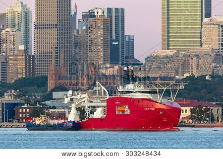 Sydney, Australia - October 5, 2013: Australian Border Force Multi Purpose Off Shore Vessel Ocean Sh