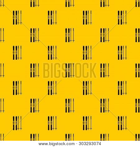 Skis And Ski Poles Pattern Seamless Vector Repeat Geometric Yellow For Any Design