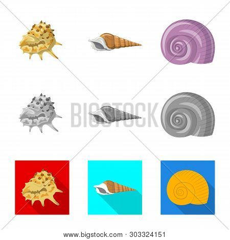 Vector Design Of Animal And Decoration Icon. Set Of Animal And Ocean Vector Icon For Stock.
