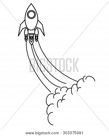 Rocket Taking Off In White Background Vector Illustration Design