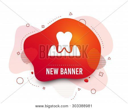 Fluid Badge. Parodontosis Tooth Icon. Gingivitis Sign. Inflammation Of Gums Symbol. Abstract Shape. 
