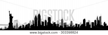 New York City Skyline Silhouette Vector Illustration