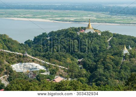 The Pagoda On Sagaing Hill The Sacred Mountains In Sagaing, Myanmar.