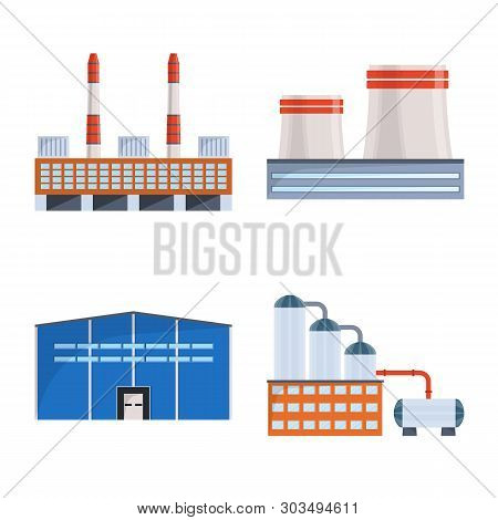 Isolated Object Of Industry And Building Logo. Set Of Industry And Construction Vector Icon For Stoc