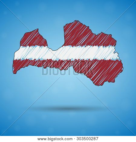 Scribble Map Of Latvia. Sketch Country Map For Infographic, Brochures And Presentations, Stylized Sk