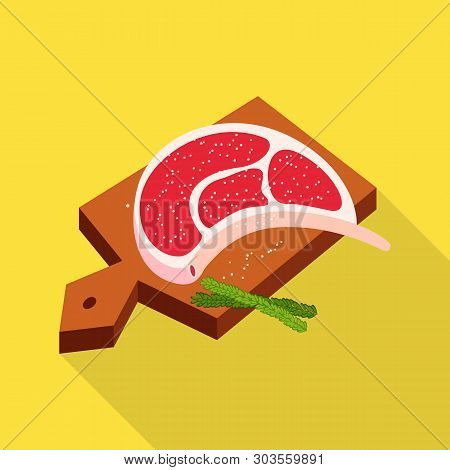 Vector Design Of Meat And Board Symbol. Set Of Meat And Restaurant Vector Icon For Stock.