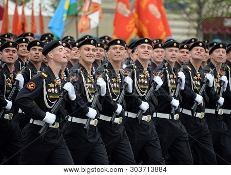 Marines Of The 336th Separate Guards Belostok Brigade Of The Baltic Fleet During A Parade On Red Squ