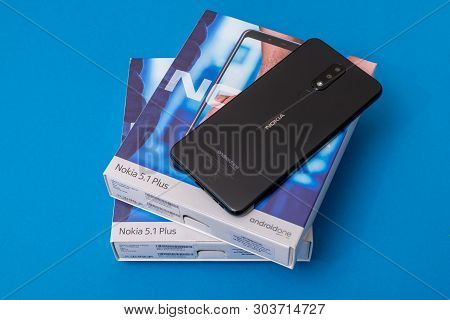 Cluj, Romania - May 13, 2019: Nokia Smartphone Made By Nokia Corporation, A Finnish Multinational Te