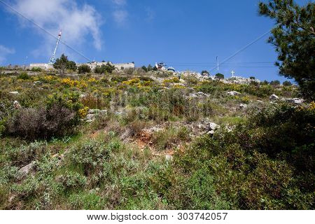 Cable Car Seen From The Mount Srd Walking Trail In A Beautiful Early Spring Day