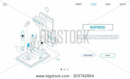 Company Ratings - Line Design Style Isometric Web Banner
