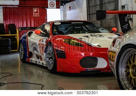 April 2019: Ferrari F430 Gt2 In Montjuic Spirit Barcelona Circuit Car Show.