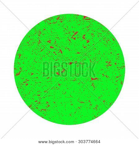 Green Grunge Circle With Red Shapeless Dots. Decor Element On A White Isolated Background. Illustrat