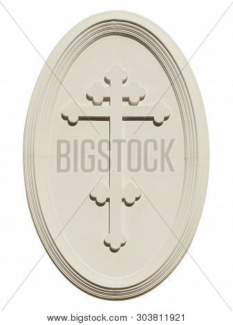 Decorative Masonry Of The Orthodox Bottonni Cross In The Neo-russian Style.