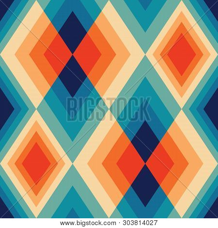 Abstract Retro Background Seamless Pattern, Geometric Repeat Pattern