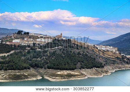 Spectacular Views Of The Swamp, Village And Mountains Of Iznajar In Cordoba, Spain