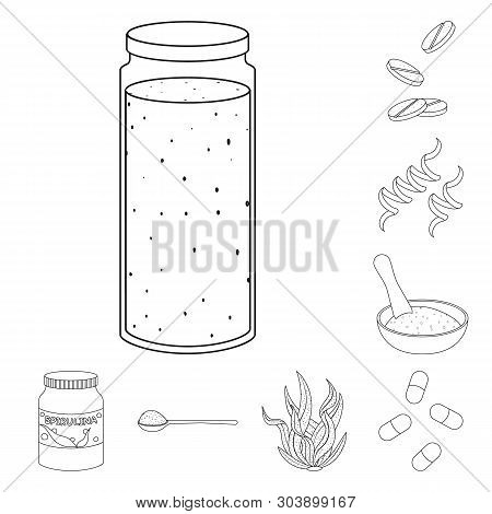 Vector Design Of Food And Vegan Logo. Set Of Food And Weed Vector Icon For Stock.