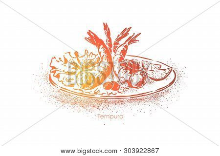 Delicious Tempura Dish, Shrimps Cooked In Batter And Fried In Deep Fat, Tasty Appetizer, Eastern Coo