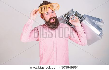 Shopping On Black Friday. Happy Shopping With Bunch Paper Bags. Profitable Deal. Shopping Addicted C
