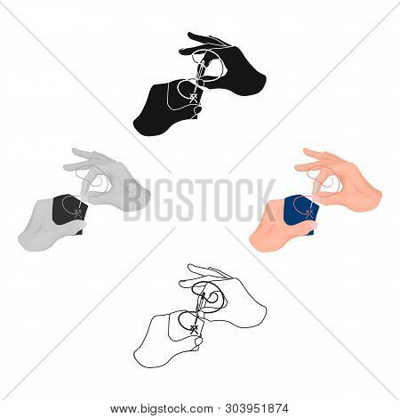 Needle With Thread For Manual Sewing. Sewing And Equipment Single Icon In Cartoon, Black Style Vecto