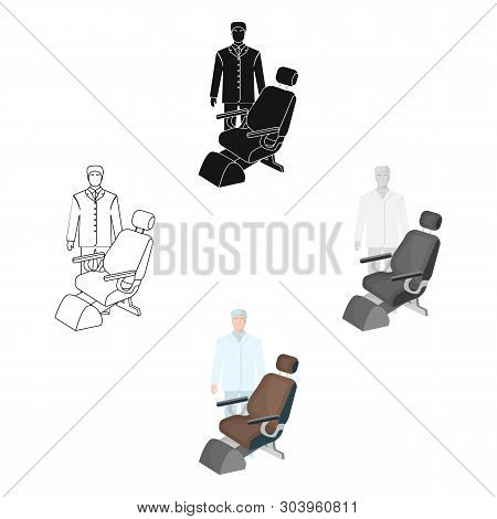 The Doctor Is A Dentist In A White Dressing Gown In The Office Next To The Chair. Medicine Single Ic