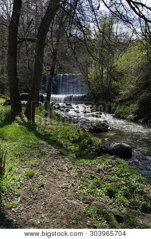 General View Of Part At Waterfall Cascade Of River Bistritsa Between Village  Bistritsa And Village 