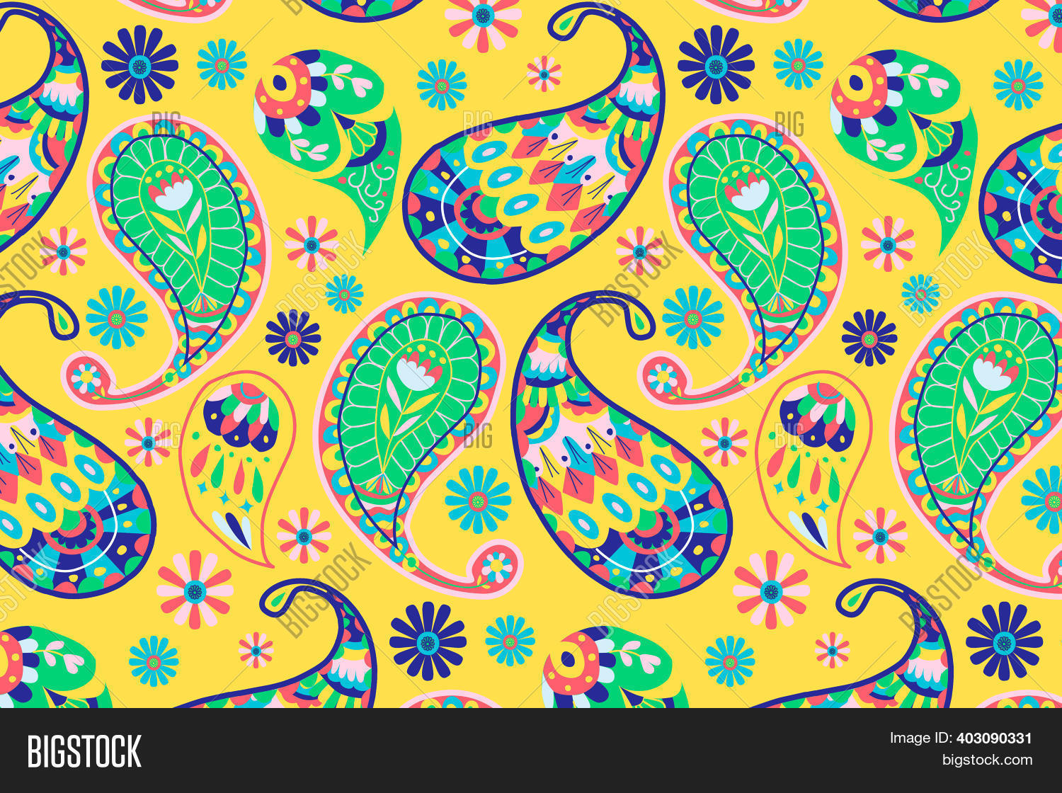 Bright Yellow Paisley Image & Photo (Free Trial) Bigstock