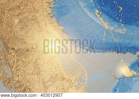 Gold And Navy Blye Stone Marble Pattern With Sparkles