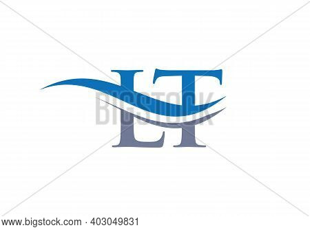 Lt Letter Logo Design. Premium Letter Lt Logo Design With Water Wave Concept.