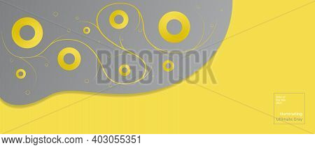 Vector Abstract Background. Color Of The Year 2021, Ultimating Gray And Illuminating. Swirl The Ring
