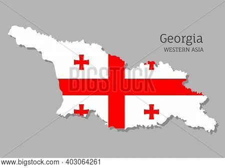 Map Of Tbilisi With National Flag. Highly Detailed Editable Map Of Tbilisi, Western Asia Country Ter