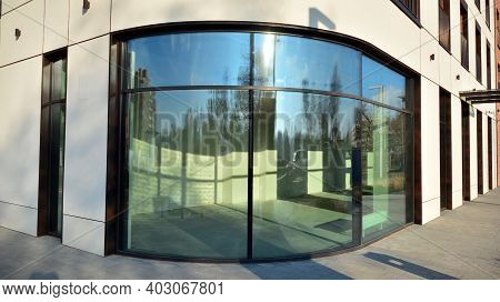 Panoramic Windows Of New Commercial Premises. Commercial Property In Development Standard For Rent.