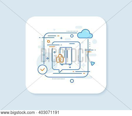 Refrigerator Locked Line Icon. Abstract Vector Button. Fridge Child Lock Sign. Freezer Storage Symbo