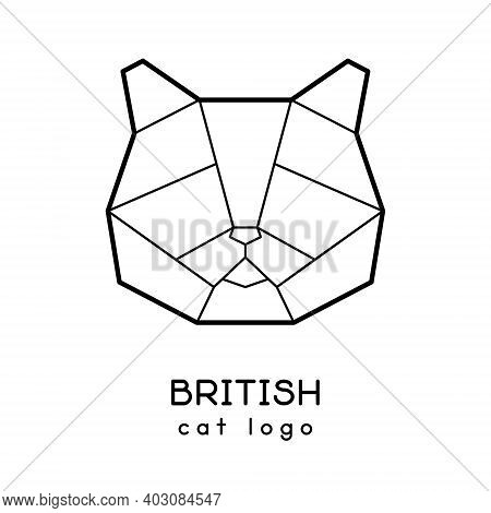 Vector Low Poly Fat Cat Face Logo Design