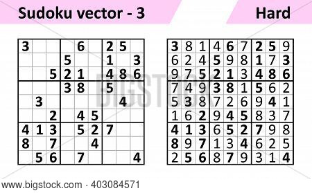 Sudoku Game With Answers. Simple Vector Design Set