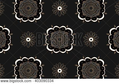 Mandala black floral Indian pattern background