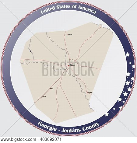 Large And Detailed Map Of Jenkins County In Georgia, Usa.
