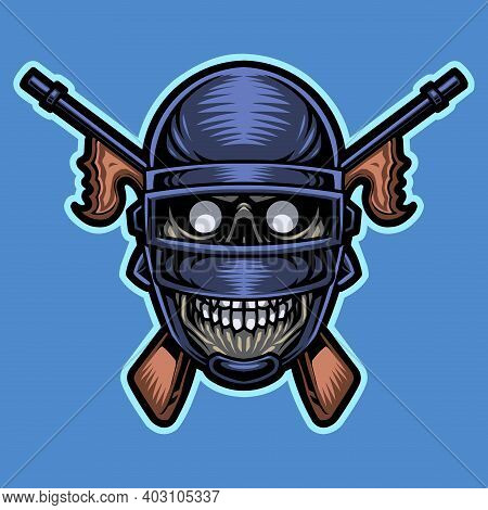 Army Skull Head Mascot Logo With Background