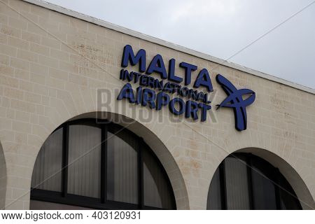 Gudja, Malta - October 19, 2020: Front View Of The Sign 