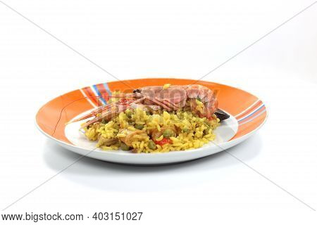 Rotisserie Prepared Valencian Paella Risotto With Sea Fish